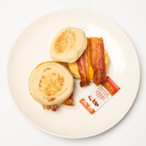 Egg White, Bacon & Cheddar English Muffins